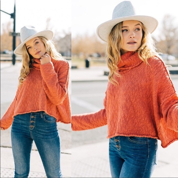 Free People Sweaters - Free People Big Easy Cowl Neck Crop Sweater L
